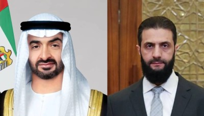 الشرع يبحث مع رئيس الإمارات تعزيز العلاقات الثنائية بين البلدين