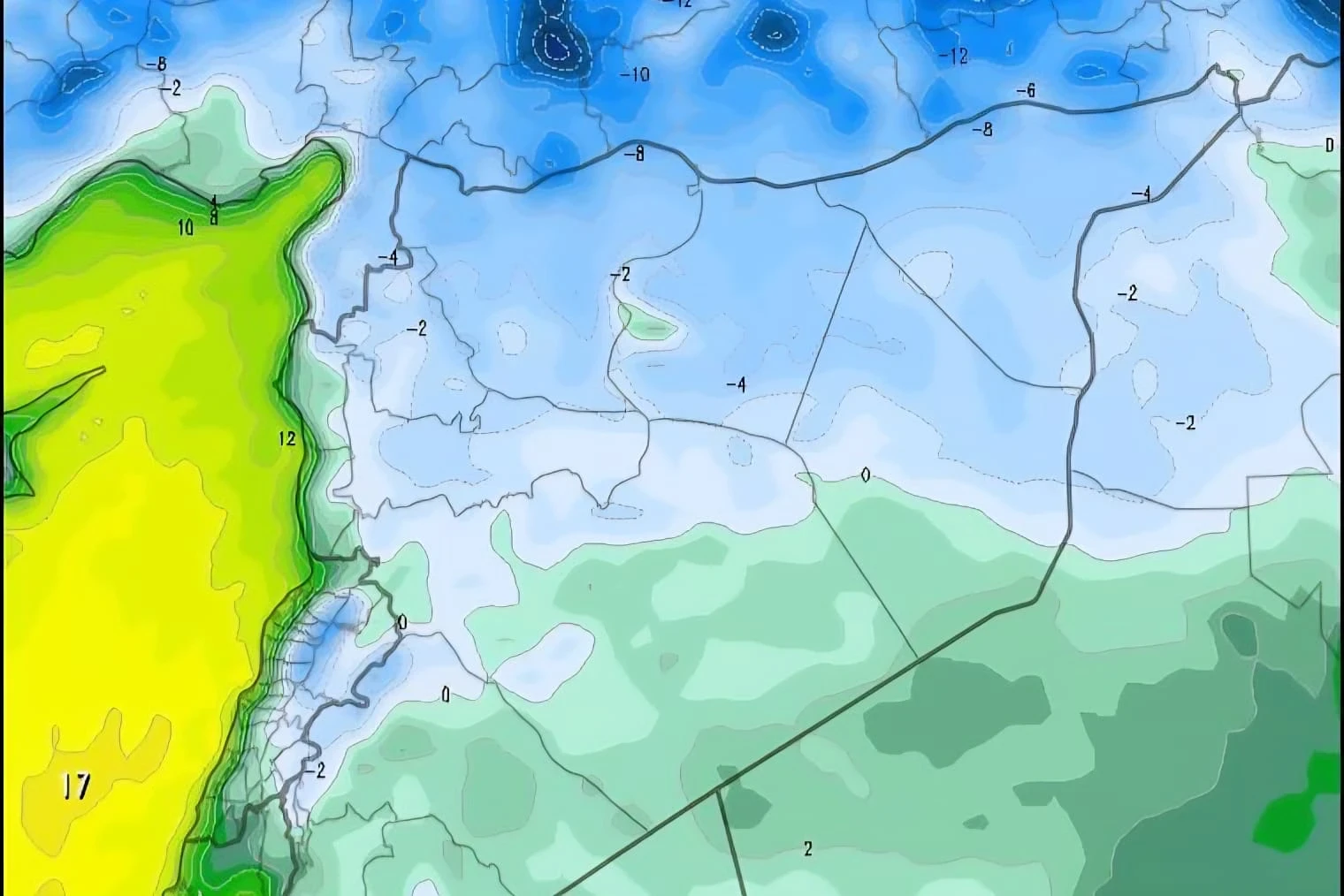 الأرصاد السورية تحذر من موجة صقيع واسعة تصل ذروتها السبت والأحد